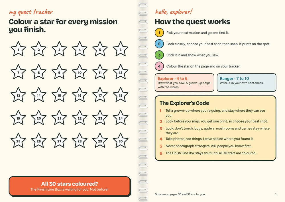 Early proof pages from the Quest Book: the quest tracker and How the quest works